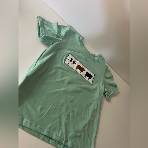 Blue cow embroidery shirt - Picture 3 of 7